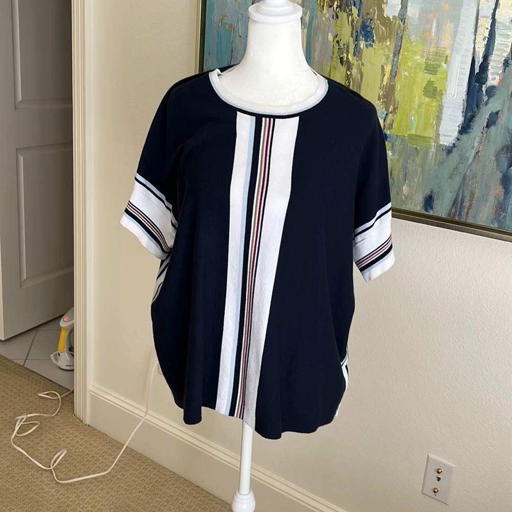 Navy and white oversized sweater. Luisa Cerano size 12.